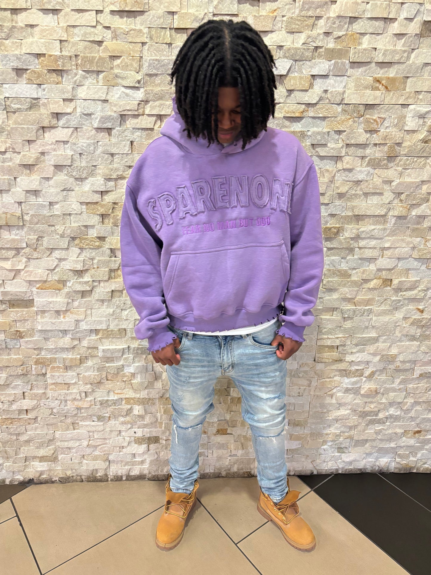 Purple Fear No Man But God Hoodie